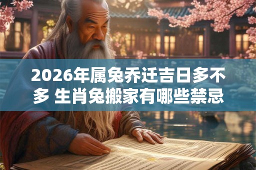 2026年属兔乔迁吉日多不多 生肖兔搬家有哪些禁忌