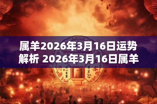 属羊2026年3月16日运势解析 2026年3月16日属羊运势分析 属羊2026年3月16日运势解析 2026年3月16日属羊运势分析
