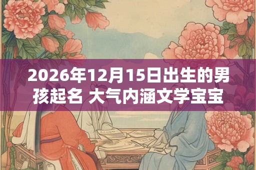 2026年12月15日出生的男孩起名 大气内涵文学宝宝名字