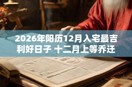 2026年阳历12月入宅最吉利好日子 十二月上等乔迁吉日