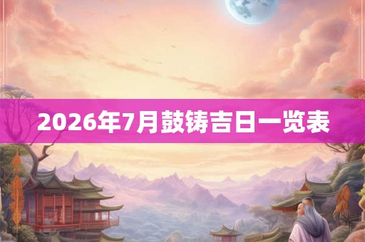 2026年7月鼓铸吉日一览表 2026年7月鼓铸吉日一览表