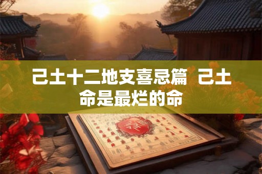 己土十二地支喜忌篇  己土命是最烂的命