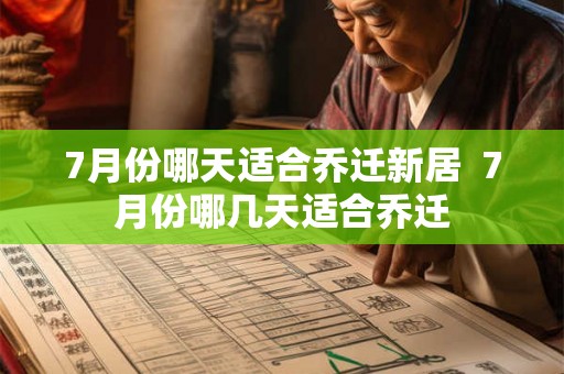 7月份哪天适合乔迁新居  7月份哪几天适合乔迁