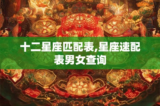 十二星座匹配表,星座速配表男女查询