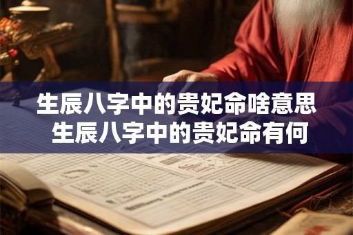 生辰八字中的贵妃命啥意思 生辰八字中的贵妃命有何特征