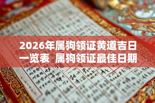 2026年属狗领证黄道吉日一览表  属狗领证最佳日期
