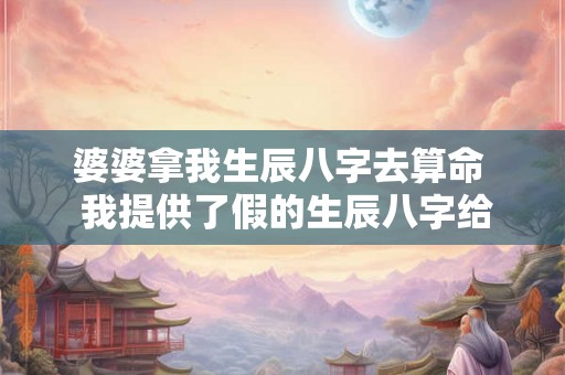 婆婆拿我生辰八字去算命  我提供了假的生辰八字给婆家