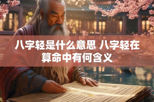 八字轻是什么意思 八字轻在算命中有何含义
