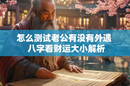 怎么测试老公有没有外遇  八字看财运大小解析