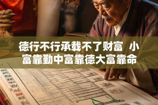 德行不行承载不了财富  小富靠勤中富靠德大富靠命