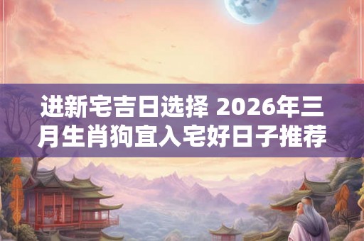 进新宅吉日选择 2026年三月生肖狗宜入宅好日子推荐