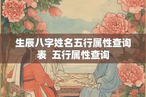 生辰八字姓名五行属性查询表  五行属性查询