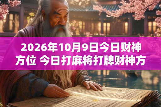 2026年10月9日今日财神方位 今日打麻将打牌财神方位