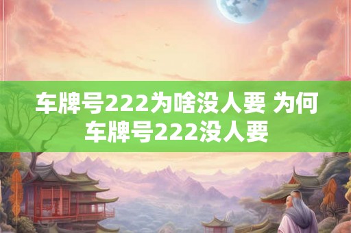 车牌号222为啥没人要 为何车牌号222没人要