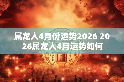 属龙人4月份运势2026 2026属龙人4月运势如何