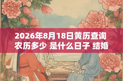 2026年8月18日黄历查询 农历多少 是什么日子 结婚吉时