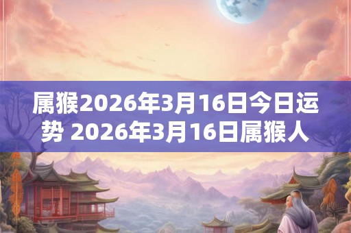属猴2026年3月16日今日运势 2026年3月16日属猴人运势