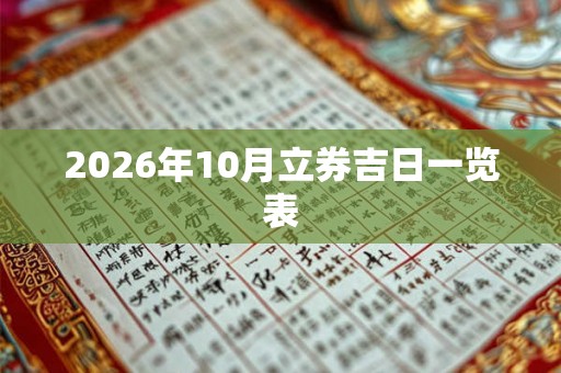 2026年10月立券吉日一览表 2026年10月立券吉日一览表
