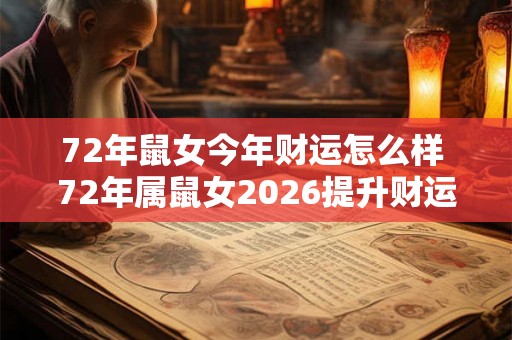 72年鼠女今年财运怎么样 72年属鼠女2026提升财运的方法 72年鼠女今年财运怎么样 72年属鼠女2026提升财运的方法