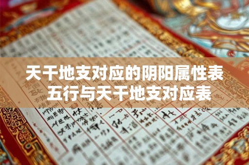 天干地支对应的阴阳属性表  五行与天干地支对应表