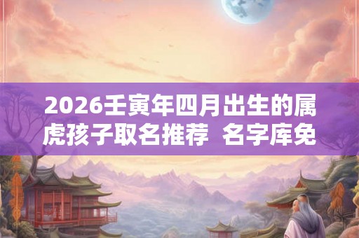 2026壬寅年四月出生的属虎孩子取名推荐  名字库免费