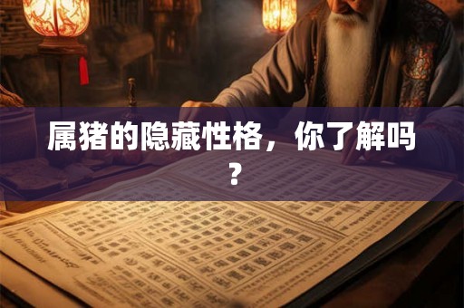 属猪的隐藏性格，你了解吗？