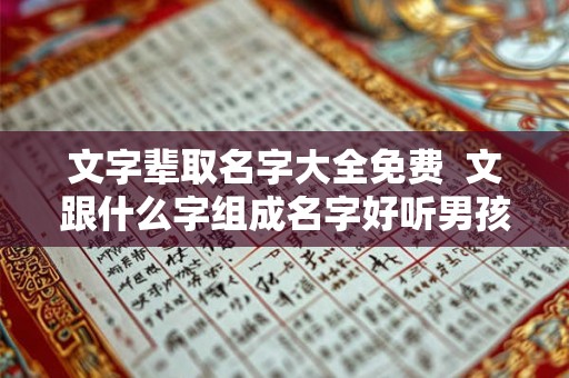 文字辈取名字大全免费  文跟什么字组成名字好听男孩