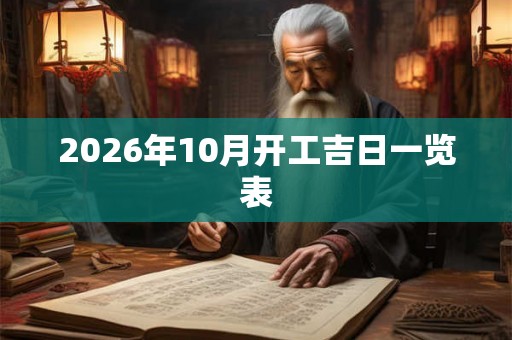 2026年10月开工吉日一览表 2026年10月开工吉日一览表