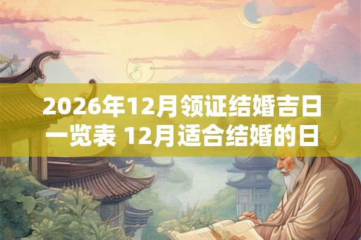 2026年12月领证结婚吉日一览表 12月适合结婚的日子