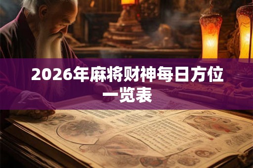 2026年麻将财神每日方位一览表