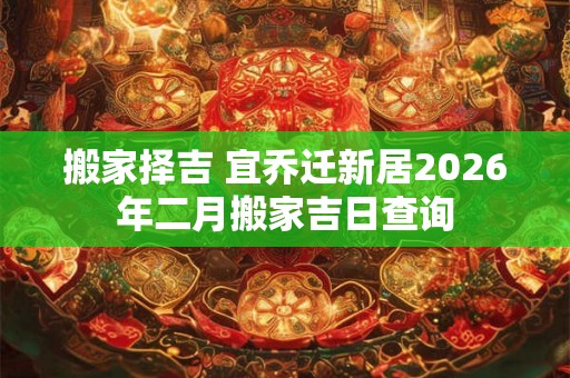 搬家择吉 宜乔迁新居2026年二月搬家吉日查询 搬家择吉 宜乔迁新居2026年二月搬家吉日查询