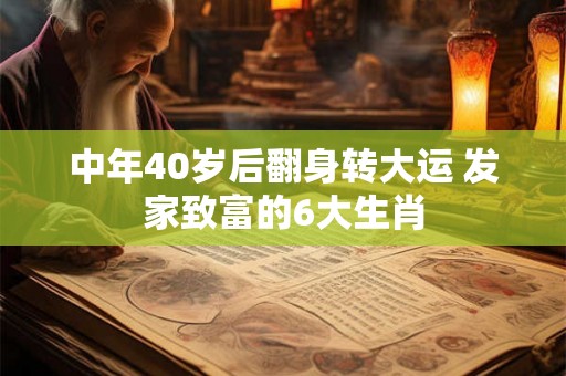 中年40岁后翻身转大运 发家致富的6大生肖