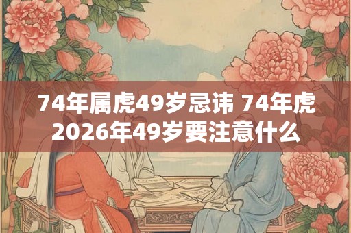 74年属虎49岁忌讳 74年虎2026年49岁要注意什么