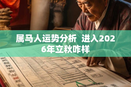 属马人运势分析  进入2026年立秋咋样
