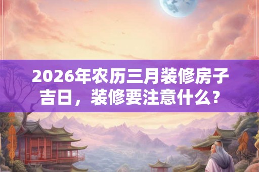2026年农历三月装修房子吉日，装修要注意什么？