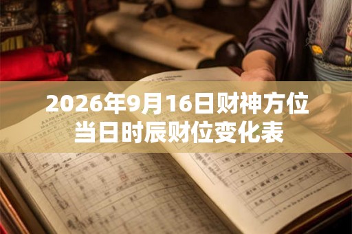 2026年9月16日财神方位 当日时辰财位变化表 2026年9月16日财神方位 当日时辰财位变化表