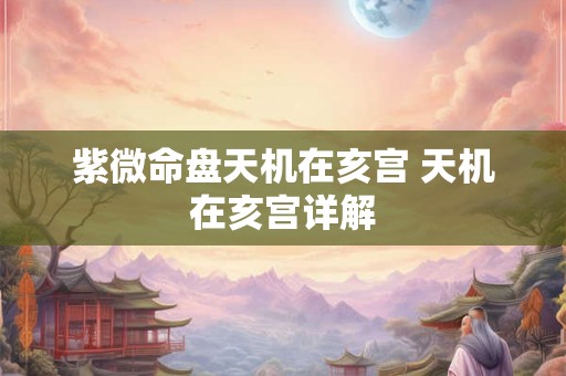 紫微命盘天机在亥宫 天机在亥宫详解 紫微命盘天机在亥宫 天机在亥宫详解
