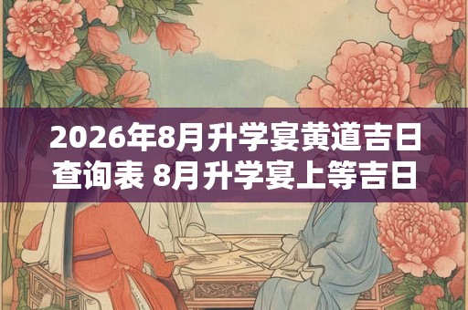 2026年8月升学宴黄道吉日查询表 8月升学宴上等吉日