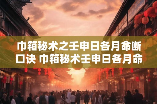 巾箱秘术之壬申日各月命断口诀 巾箱秘术壬申日各月命断口诀是什么