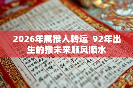 2026年属猴人转运  92年出生的猴未来顺风顺水