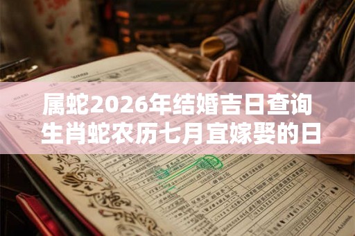 属蛇2026年结婚吉日查询 生肖蛇农历七月宜嫁娶的日子