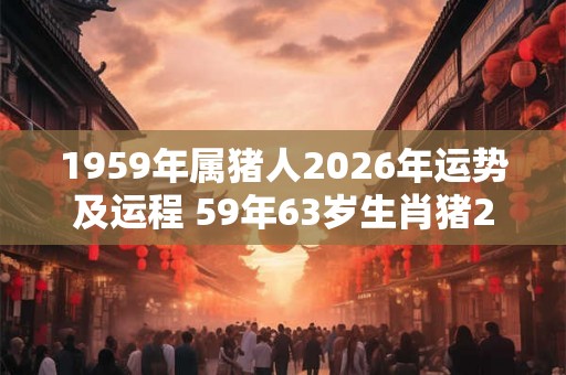 1959年属猪人2026年运势及运程 59年63岁生肖猪2026年每月运势