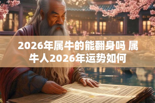 2026年属牛的能翻身吗 属牛人2026年运势如何