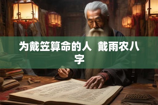 为戴笠算命的人  戴雨农八字