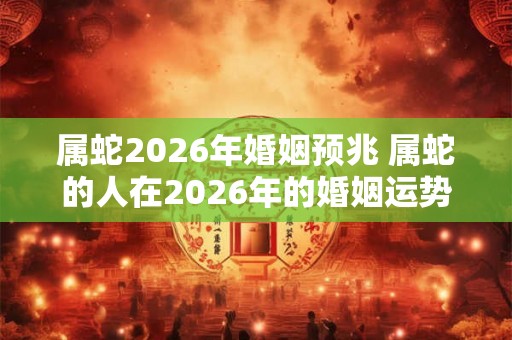 属蛇2026年婚姻预兆 属蛇的人在2026年的婚姻运势如何