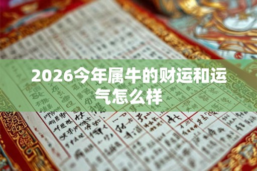 2026今年属牛的财运和运气怎么样