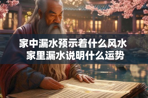 家中漏水预示着什么风水  家里漏水说明什么运势