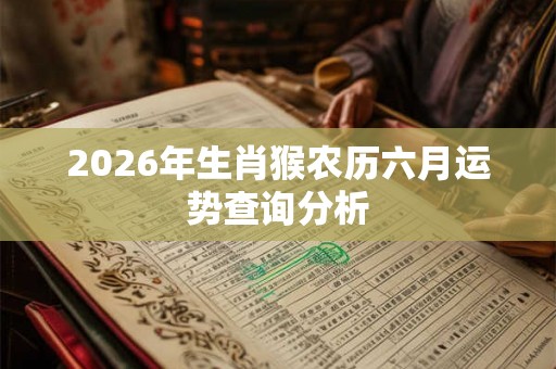 2026年生肖猴农历六月运势查询分析 2026年生肖猴农历六月运势查询分析