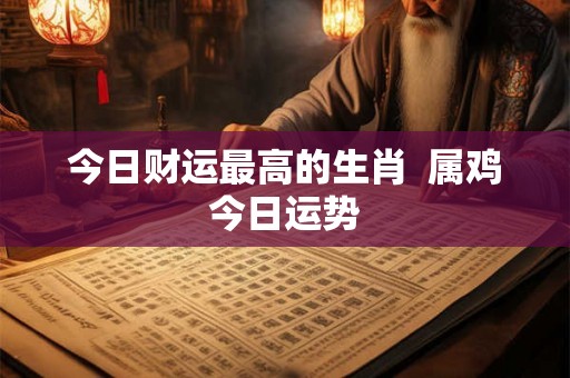 今日财运最高的生肖  属鸡今日运势