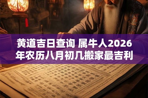 黄道吉日查询 属牛人2026年农历八月初几搬家最吉利